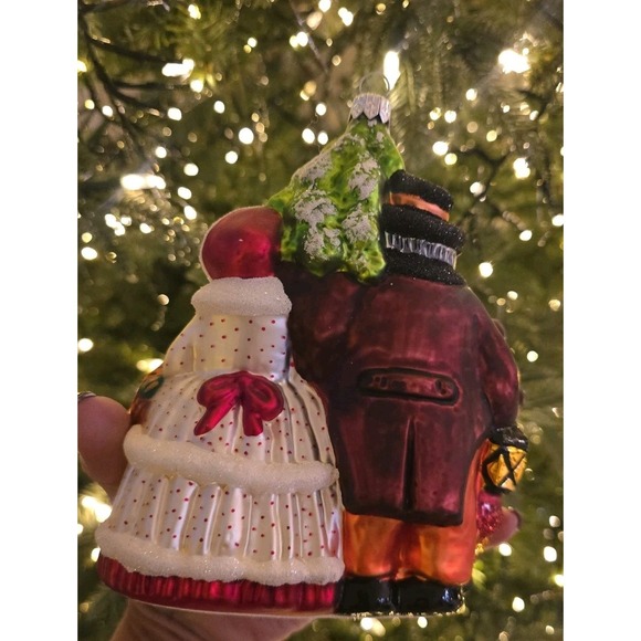 Hand-Painted Mouth-Blown Glass Christmas Ornament Victorian Carolers Poland SZ L - Picture 5 of 9